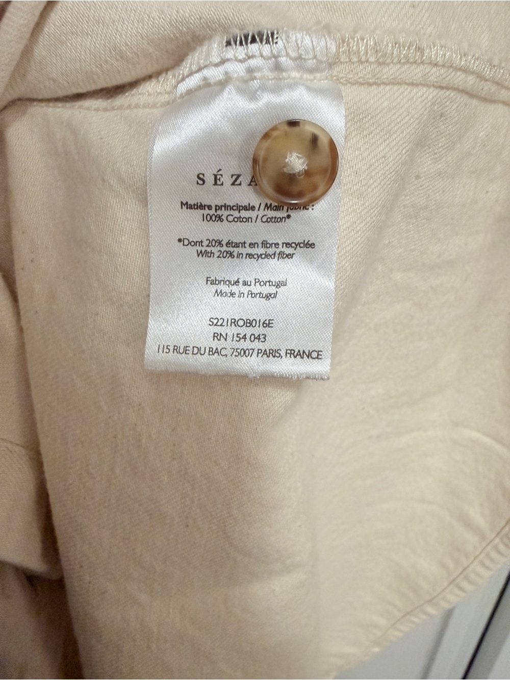 Sezane Raquel Mottled Ecru Button-Front Midi Cotton Shirt Dress FR 46 US 14 - Picture 5 of 12